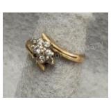 14K Gold Diamond Ring - Sz 4 - 2.49g