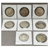 7X Kennedy Silver Half Dollars - 1 Clad 1967