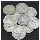10x Walking Liberty Silver Half Dollars