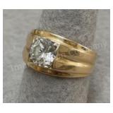 14K Gold Diamond Menï¿½s Ring - 6.2g - Sz 9.5 -