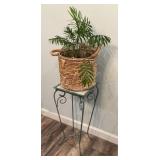 Metal Plant Stand With Basket Planter