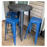 Metal Table With 3 Bar Stools