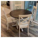 Painted Base Oak Top Table and Chairs