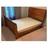 Solid Oak Queen Vaugh Sleigh Bed - Box spring Only