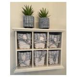 Wall Mounted Basket Holder, 2 Artificial Plants