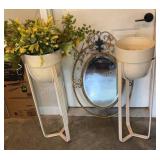 Metal Framed Mirror and Plant Stands