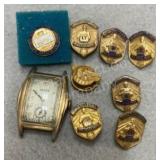 1 Gold Filled Pin, Gruen Watch, Safety Pins