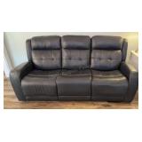 Nice Leather Power Recline Sofa w/ Flip Cupholder