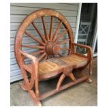 Heavy Built Wagon Wheel Loveseat Bench