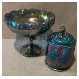 Iridescent Compote, Cracker Jar
