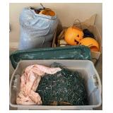Pumpkin Candy Buckets, Tote of Christmas Lights