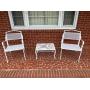 White wrought iron patio chairs