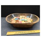 Wood bowl full of blocks