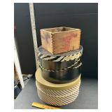 Brown mule tobacco box and hat boxes