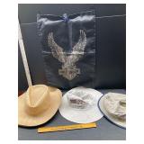 Hats and flag