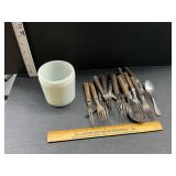 Jar of vintage forks and other