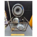 Milk crate and hubcaps