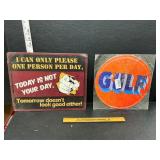 2 metal signs