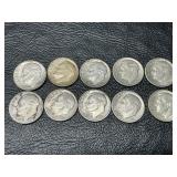 10 Eisenhower silver dimes