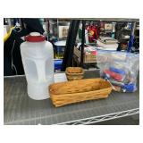 Longaberger baskets, flashlights and jug
