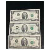 3-2 dollar bills