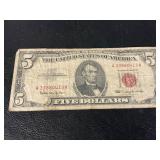 Red seal 5 dollar bill