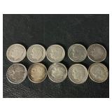 10 Eisenhower silver dimes