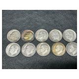 10 Eisenhower silver dimes