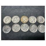 10 Eisenhower silver dimes