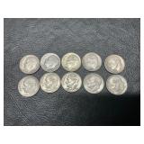 10 Eisenhower silver dimes