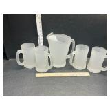 Frosted pitcher and mugs