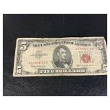 Red seal 5 dollar bill