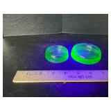 2 uranium glass chair coasters