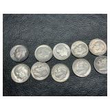 10 Eisenhower silver dimes