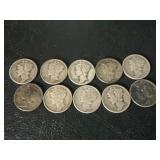 10 Mercury silver dimes