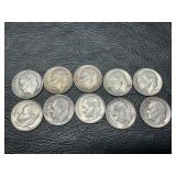 10 Eisenhower silver dimes