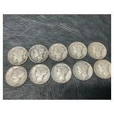 10 Mercury silver dimes