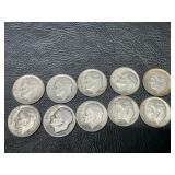 10 Eisenhower silver dimes