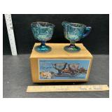 Carnival glass cream and sugar