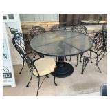 Iron table 6 chairs with cushions