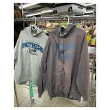 2 panthers hoodies and a shirt
