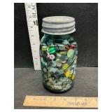 Blue jar with buttons
