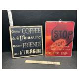 2 metal signs
