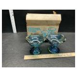 Carnival glass candle stands