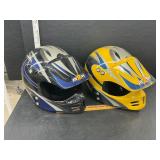2 motorcycle helmets