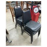 6 stackable chairs and a straight chair