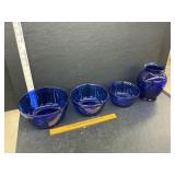 Blue bowls and vase