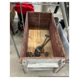 Large wooden box and pipe threader