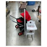 Doll stroller and high chair