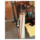 Vintage golf bag and clubs